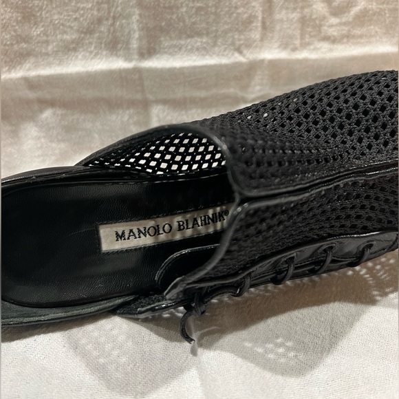 Manolo  Blahnik 4.5” Black Netting Shoe Sz 6 - Picture 6 of 9